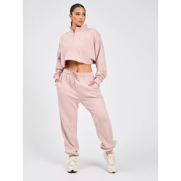 Buffbunny Berry Ice Pink Half-Zip Cropped Sweatshirt Hoodie Medium Athleisure - Picture 5 of 7